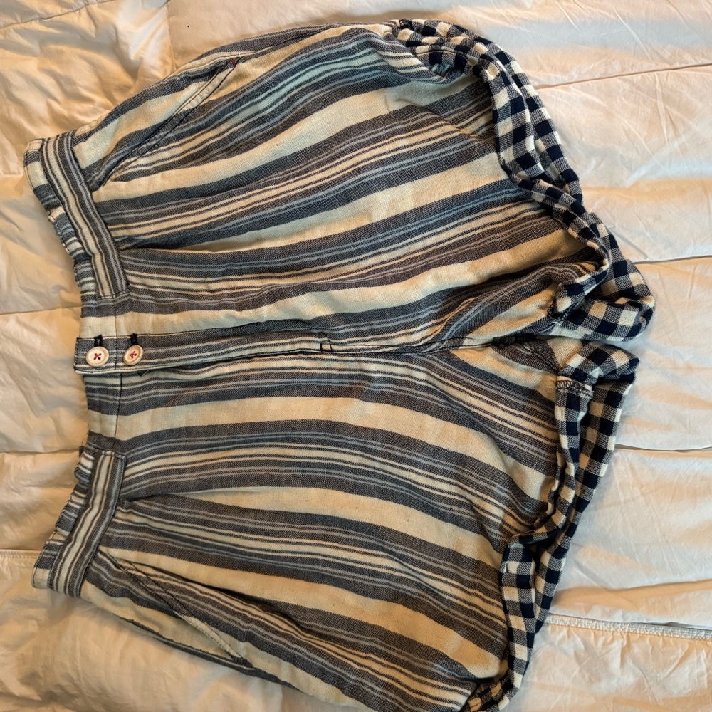 Pilcro Blue and White Bermuda Shorts with Stripes